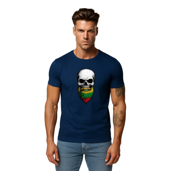 Vīriešu tumši zils krekls Galvaskauss un bārda PK4015