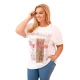Sieviešu balts T-krekls ar brūnu detaļu Day dream