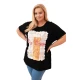 Sieviešu melns T-krekls ar oranžu detaļu Day dream