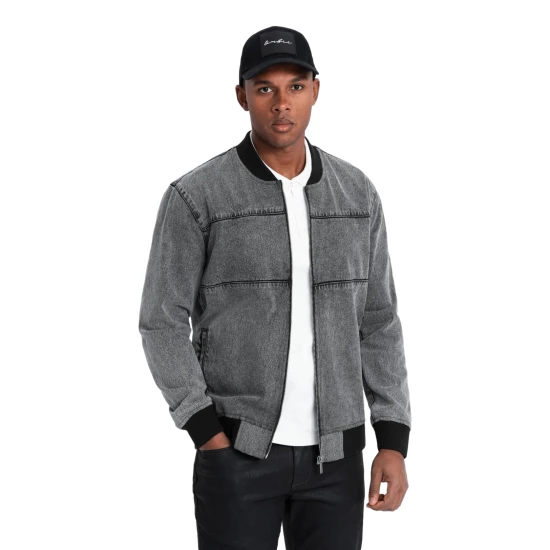 Vīriešu bomber stila pelēka jaka Norvi V1 OM-JADJ-0163