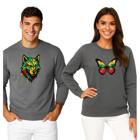 Butterfly-geometric wolf džempera komplekts pelēkā krāsā PK4014