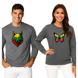 Pelēks džemperu komplekts ar tauriņu un vilku