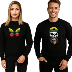 Melns džemperu komplekts tauriņš-kauniete ar kapuci