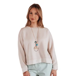 Sieviešu gaiši brūna blūze ar kulonu Nubiss