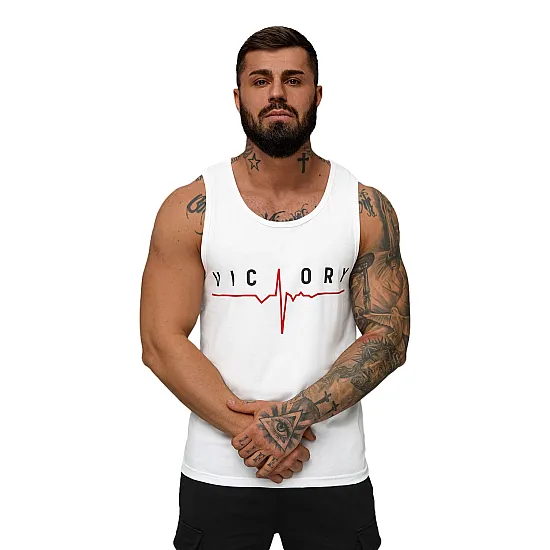 Vīriešu balts krekls bez piedurknēm Victory JS/8B1703/1Z