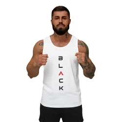 Vīriešu balts T-krekls bez piedurknēm Atpakaļ