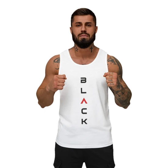 Vīriešu balts T-krekls bez piedurknēm Atpakaļ JS/8B1705/1Z