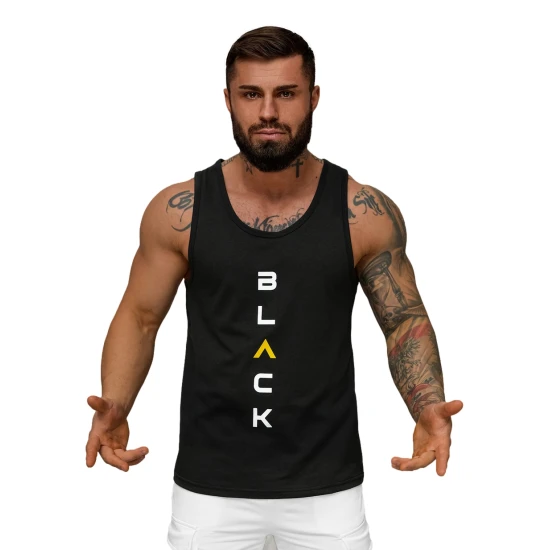 Vīriešu melns T-krekls bez piedurknēm Atpakaļ JS/8B1705/3Z