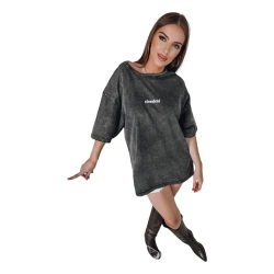 Sieviešu tumši pelēks T-krekls Klasisks