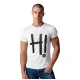Vīriešu balts T-krekls Hi T-krekls ar saukļiem