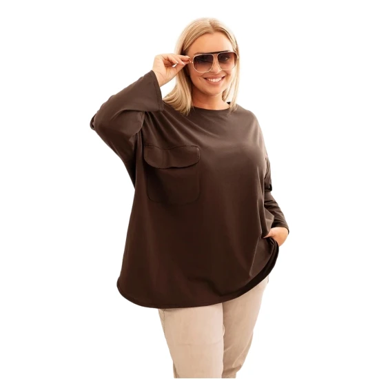 Sieviešu brūna blūze Margo PLUS izmērs sievietēm