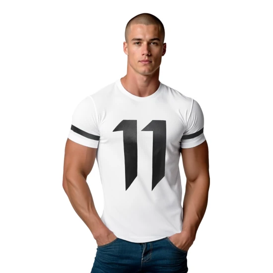 Vīriešu balts T-krekls Eleven T-krekls ar saukļiem