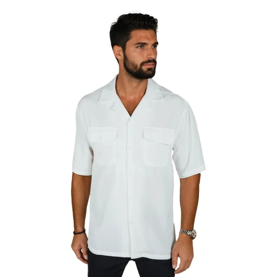 Vīriešu balts krekls ar īsām piedurknēm Kenat Krekli