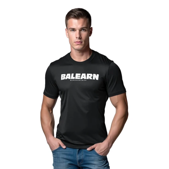 Vīriešu melns T-krekls Balearn T-krekls ar saukļiem