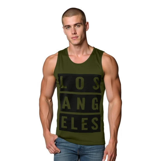 Vīriešu tumši zaļš krekls Los Angeles T-krekls ar saukļiem