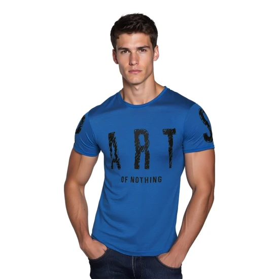 Vīriešu zils T-krekls Daļa T-krekls ar saukļiem