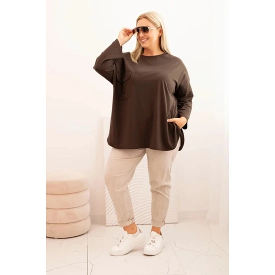 Sieviešu brūna blūze Margo PLUS izmērs sievietēm
