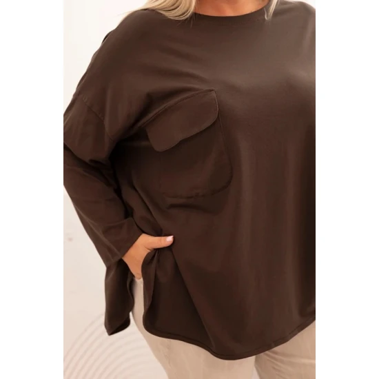 Sieviešu brūna blūze Margo PLUS izmērs sievietēm