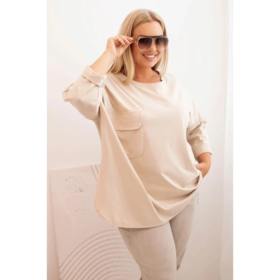 Sieviešu gaiši brūna blūze Margo PLUS izmērs sievietēm