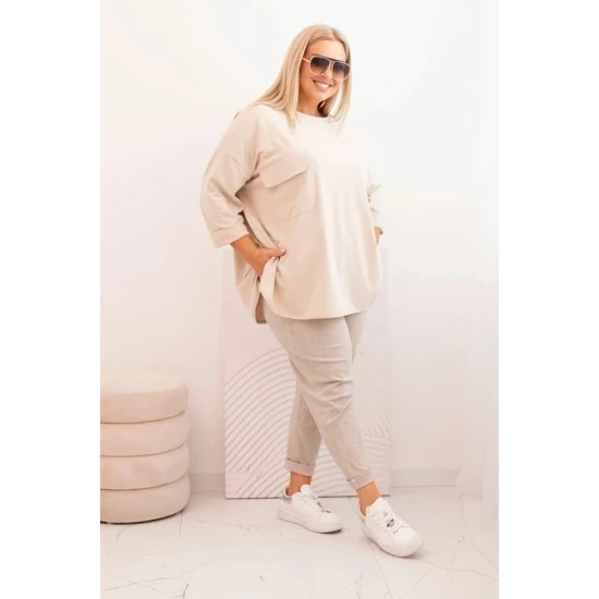 Sieviešu gaiši brūna blūze Margo PLUS izmērs sievietēm