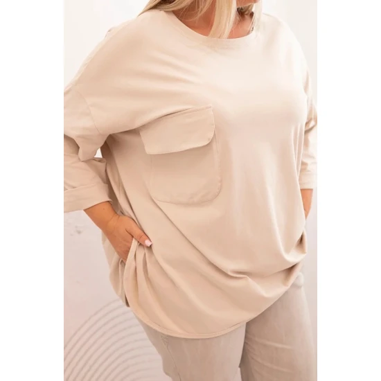 Sieviešu gaiši brūna blūze Margo PLUS izmērs sievietēm