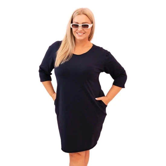 Sieviešu tumši zila kleita Lena PLUS izmērs sievietēm