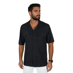 Vīriešu melns krekls ar īsām piedurknēm Kenat