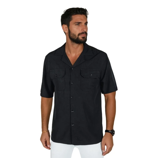 Vīriešu melns krekls ar īsām piedurknēm Kenat Krekli