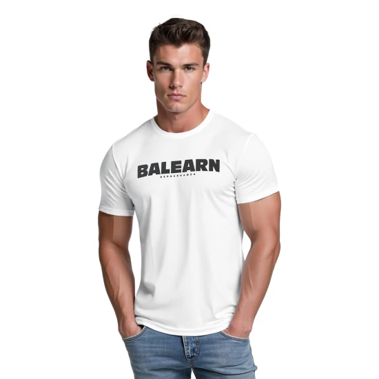 Vīriešu balts T-krekls Balearn T-krekls ar saukļiem