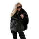 Sieviešu mākslīgās kažokādas melna jaka Sofin