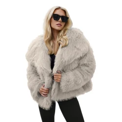 Sieviešu mākslīgās kažokādas pelēka jaka Sofin