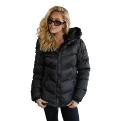 Sieviešu stepēta jaka melnā krāsā Emilin