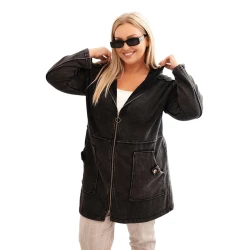 Sieviešu melns džemperis ar kapuci Alvor