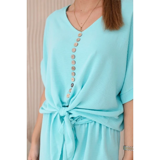 Sieviešu zilais komplekts Folk Sieviešu uzvalki