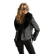 Sieviešu melna ādas jaka ar kažokādu Lāzers