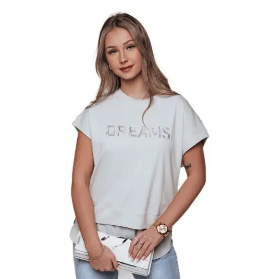 Sieviešu gaiši pelēks T-krekls Dreams T-krekls ar saukļiem