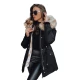 Garnit sieviešu jaka melnā krāsā ar gaišu kažokādu Sieviešu jakas