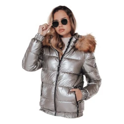 Sieviešu spīdīga pelēka jaka Melani