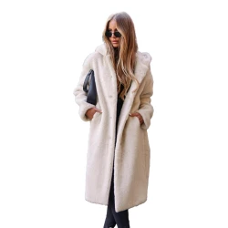 Sieviešu gara brūna mākslīgās kažokādas ziemas jaka Vesta