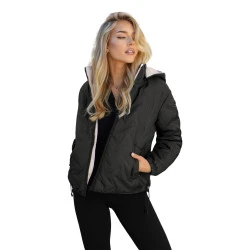 Sieviešu melnā un brūnā jaka ar kapuci Lamir