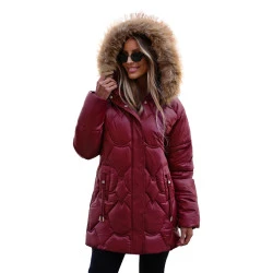 Sieviešu ziemas jaka bordo krāsā Verni
