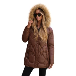 Sieviešu ziemas jaka brūnā krāsā Verni