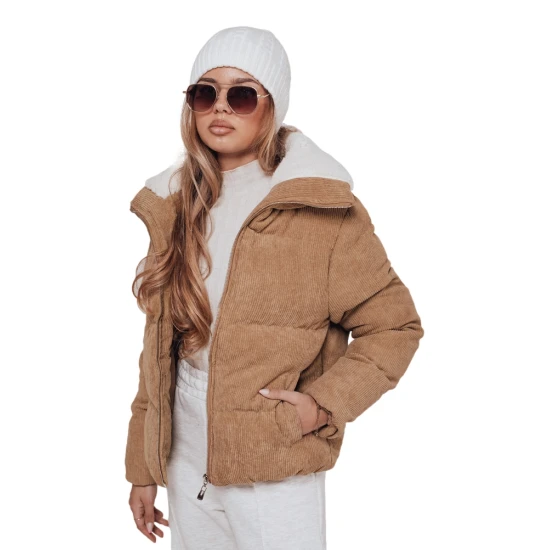 Sieviešu gaiši brūna ziemas jaka Trendy Sieviešu jakas