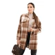 Sieviešu brūns rūtains rūtains krekls Veste