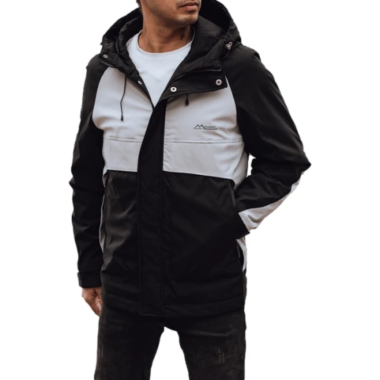 Vīriešu melna/pelēka lietus jaka Rudens/Pavasaris