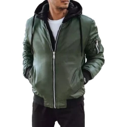 Vīriešu zaļa jaka ar kapuci Moon