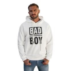 Vīriešu balts džemperis ar kapuci Bad