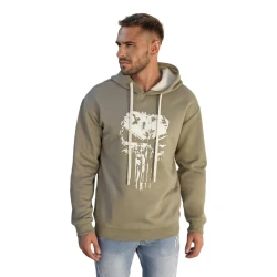Vīriešu haki krāsas džemperis ar kapuci Skull