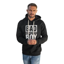 Vīriešu melns džemperis ar kapuci Bad