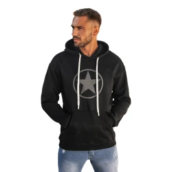 Vīriešu melns džemperis ar kapuci Militry